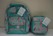 New Pottery Barn Kids LARGE Aqua Magical Mermaid Backpack Lunch Bag LunchBox SET