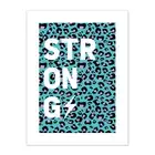 Leopard Blue And Purple Words Strong Print Canvas Premium Wall Decor Poster