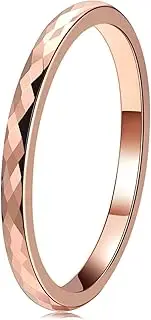 [Three Keys Jewelry] Multi-Faceted Tungsten Wedding Rings 2mm 4mm 6mm Rose Gold Silver Bands for Men Women