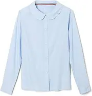 [French Toast] Girls' Long Sleeve Woven Shirt with Peter Pan Collar