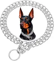 Heavy Duty Dog Choker Chain, Silver Double Row Martingale Chain Dog Collars, Chew Proof Metal Cuban Link Slip Collars Adjustable for Small Medium Large Breed Dogs (2 Row, L)