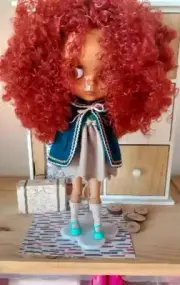 Blythe doll Nude Jointed Body Red Curly hair 4 eye colors with pull string