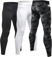 [WRAGCFM] Men's Compression Pants Workout Athletic Leggings Running Gym Tights with Pockets