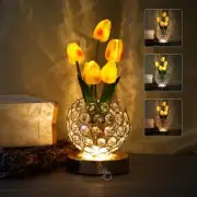 Tulip Flower Lamp,Rechargeable Cordless Touch Table Lamp,3-Colour Infinitely ...
