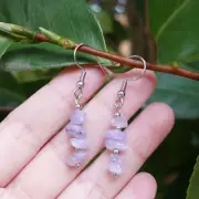 Natural Crystal Lavender Amethyst Chip Prosperity Healing Earrings