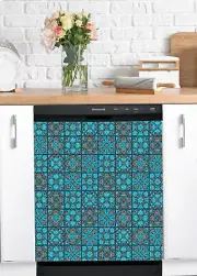 Dishwasher Magnet Cover - Reusable Magnetic Tiles Decal - Pack of 4 Tiles - V078