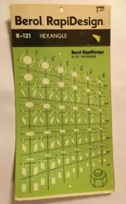 NOS Berol Rapidesign Template -Hexangle R-121 - FREE SHIP!