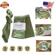 Mitered Corner 18"x18" Pepper Green Linen Napkins - Ideal for Weddings & Dinners