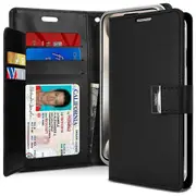 Goospery Apple iPhone 16 Rich Diary Wallet Flip Case Leather Card Slots Magnetic Cover (Black)