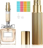 Perfume Atomiser Travel Bottle - 10ML Portable Perfume Refillable Bottle, Leakproof Portable Mini Perfume Refill Bottles for Women & Men - Gold