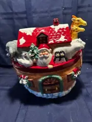 Home Interiors Noah's Ark Santa Christmas on the Ark Holiday Cookie Jar Retired