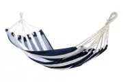 Verano Blue And White Stripes Double Size 100% Cotton Camping Outdoor Hammock