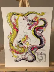 mike rollo banks malone DRAGON SHEET NICE COPY 11 X 13 On Card Stock