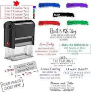 Custom Address Stamp 1.8x4.7cm, Personalized Return to Sender Stamps Self Inking, Customize Name Logo Text Phrase Dater Message Business Address Seals, Up to 4 Lines, Black Purple Green Red Blue Ink