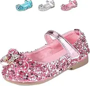 [MNSZCN] Princess Shoes Girls Glitter Mary Jane Flat Shoes Sequin Party Shoes Wedding Birthday Dress Shoes Cosplay Shoes for 2-7 Years Toddlers Kids