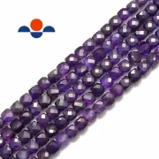 Natural Amethyst Faceted Square Cube Dice Beads Size 4-5mm 15.5" Strand