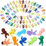 Mini Plastic Babies, Selizo 100pcs Tiny Plastic Baby Figurines Small King Cake Babies Bulk for Ice Cube My Water Broke Baby Shower Games (10 Colors)