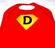New Superhero Red Cape Initial "D" Personalized Custom Handmade Boy Girl Child