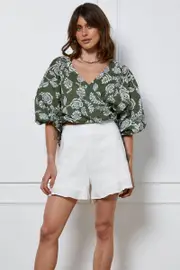 White High Rise Shorts Linen - Size 10, Women's Hw Short