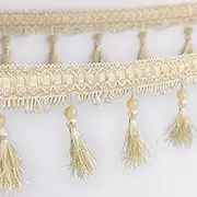 Tassel Fringe Trim, 12 Yards Sewing Fringe Trim Braid Beaded Pendant Tassel Curtain Trims DIY Crafts Home Lampshades Sofa Table Decoration(Beige)