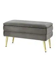 [Artiss] Ottoman Storage Foot Stool Velvet in Grey