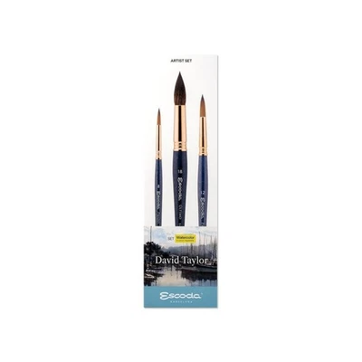 Escoda | Watercolour | Artist Set David Taylor | Size 8,12,18 | 3 Brushes | S...