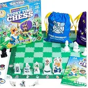Story Time Chess - Beginner Story and Character Educational Chess Game - Starting at 3 Years Old - Dual Sided Pieces, 30 Mini Games