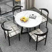 HOLGVE Office Reception Round Table, Coffee Kitchen Dining Table Set for 4, Negotiation Table Room Club Table with Chairs, Simple Save Space(White)