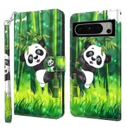 3D Pattern Printing Phone Case for Google Pixel 8 ,Wallet Stand PU Leather Cover with Strap Climbing