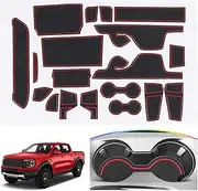 19Pcs Door Slot Mat Compatible with Ford Ranger XL/XLT/Lariat/Raptor 2023 2024 Accessories Door Compartment Cup Center Console Liners