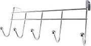 5 Hook Over Door Hanger (Pack of 1), 37 cm Length, Silver