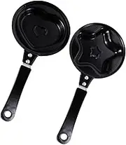 2 Pcs Mini Non Stick Omelette Pan Cartoon Breakfast Frying Pan for Fried Eggs and Pancakes Star Shape Heart Shape Molds Fun Cooking