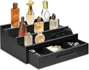 Wooden Cologne Organizer for Men Women - Cologne Stand Display Shelf with Hidden Compartment, Elevated Cologne Display Shelf, 3 Tier Cologne Display Stand, A Great Men, Husband, Father