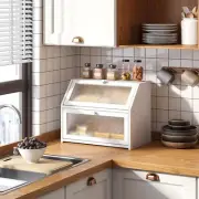 Bread Box for Kitchen Countertop Bin Double Layer Bread Box Storage Container Ex