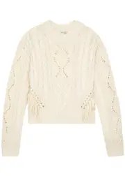 Vince Fringed Cable-knit Wool-blend Jumper - Cream - XL (UK16 / XL) XL (UK16 / XL)