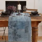 Farmhouse Table Runner Abstract Art Painting Denim Blue Table Runners for Kit...
