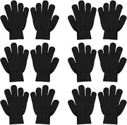 SILEDGN 6 Pairs Winter Gloves for Women Men's Warm Knit Gloves for Clod Weather Black Magic Glove for Driving Running Hiking