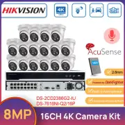 Hikvision 16CH 4K Security CCTV System Kit 8MP MIC IR POE Camera DS-2CD2386G2-IU
