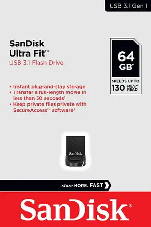 SanDisk 64GB 64G ultra Fit 130MB/s【SDCZ430-064G】SD CZ430 USB3.2 隨身碟