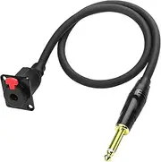 XMSJSIY D-Type Panel Mount to Male Mono Connector Cable - Female Socket to TS Male Adapter - 0.5M/1.6FT Gold-Plated Speaker Headphone Extension