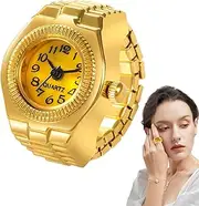 [Terenaam] Clock Ring - Metal Watch Ring | Vintage Ring Watch, Elastic Retro Casual Fingers Watch For Men And Women Party Favor Daily Wear Christmas Valentine's Day Birthday Graduation