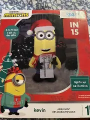 Minion Kevin w/Naughty or Nice List Airblown Inflatable Christmas Decor 3.5 Ft
