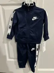 New!!! Nike Boys 2pc Tricot Track Suit Set Jacket Pants, Dark Blue/Gray-12M/18M