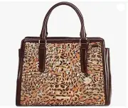 Brahmin Taber Collection Leopard Cub Bergamot Small Finley Carryall Satchel Bag