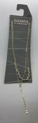Sugarfix by Baublebar Layered Drop Down NECKLACE Gold Tone Chain NEW