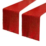 Red Sequin Table Runner 12"x72" Pack of 2 Glitter Sequin Table Linens Runner