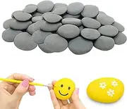YEWCEP Stones for Painting, 30 Pieces Flat Stones for Painting, 1-3 cm Black Pebbles, Ideal for DIY Crafts, Aquarium Landscaping and Family Activities