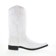 Los Altos Narrow Square Toe Teju Lizard Mens White Wide Cowboy Western Boots