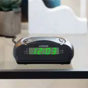 Dual Alarm Digital AM/FM Clock Radio with Green LED Display Snooze Sleep Timer