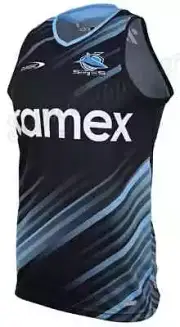 Cronulla Sharks 2024 NRL Mens Black Training Singlet Sizes S-7XL BNWT